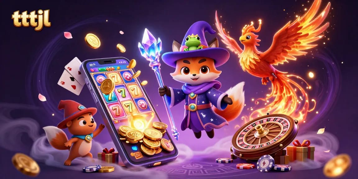 Experience the magic of tttjl with a stunning wizard fox and vibrant slot game elements.