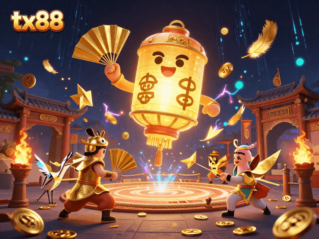 Experience the excitement of tx88 in a vibrant 3D casino scene with unique characters and dynamic elements.