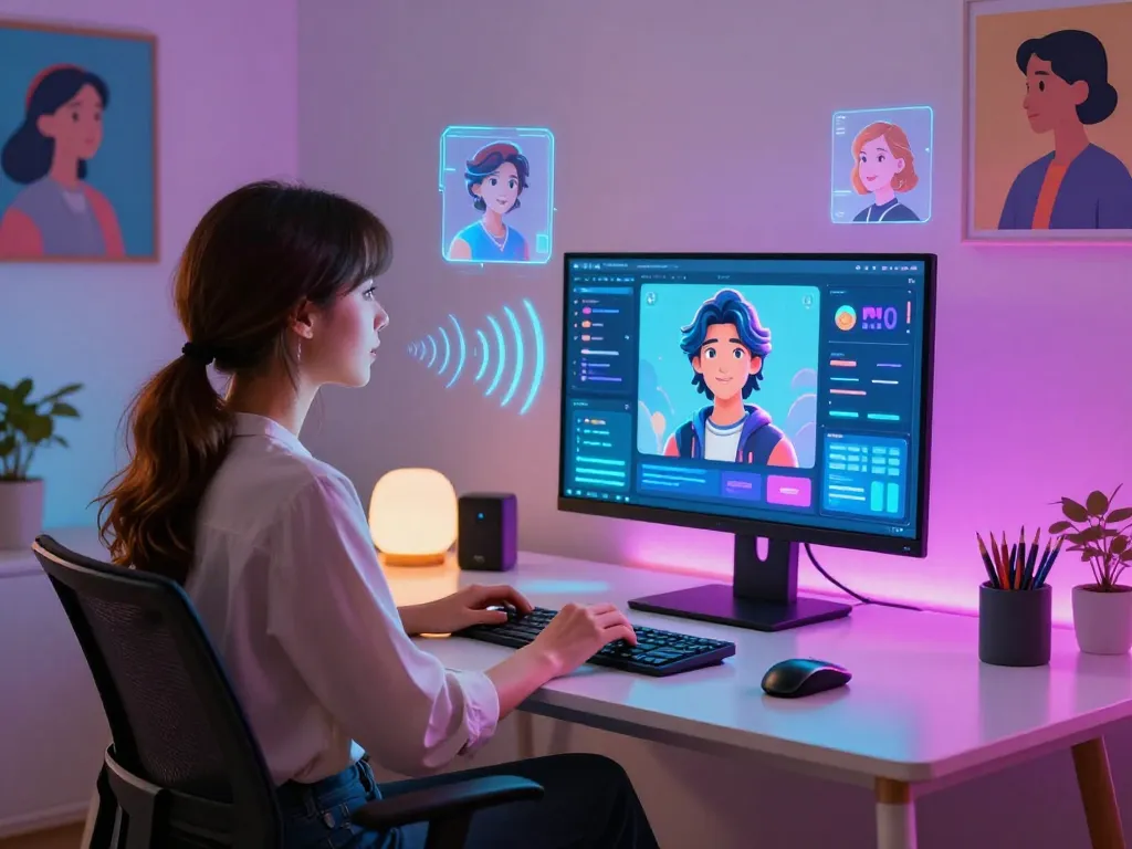 Engaging interaction with AI characters on a sleek screen showcasing crush on ai features in a modern digital workspace.