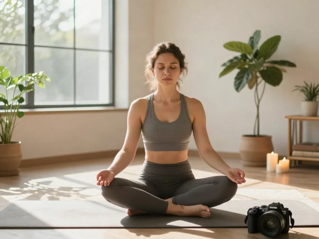 Mindfulness meditation practice with rokok88 focus on discipline and wellness in a calming indoor environment.
