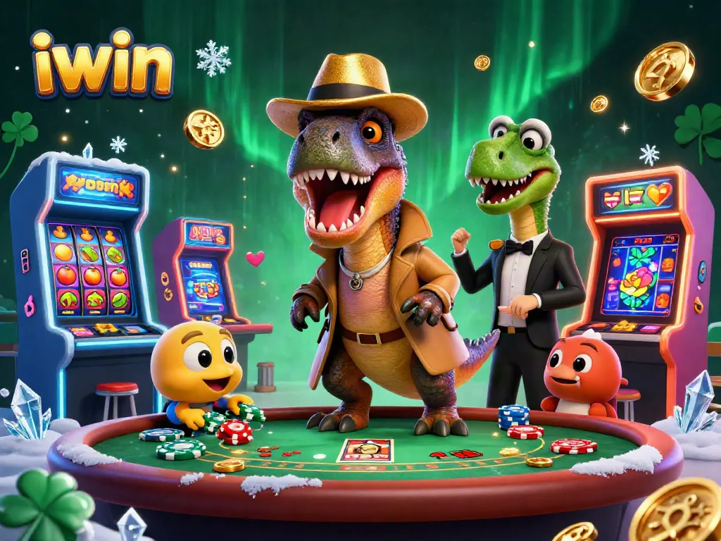 iwin illustrates a velociraptor card counter at blackjack, with a humorous twist engaging in gambling.
