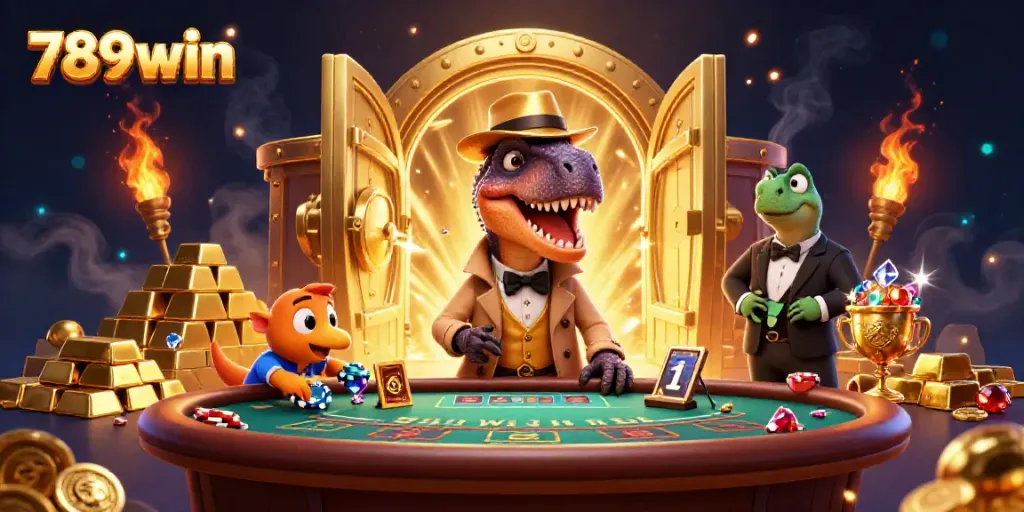 Experience the thrilling gameplay with 789win's unique characters at the blackjack table.