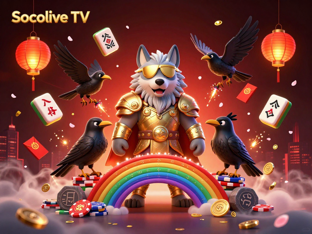 Engage with Socolive TV's vibrant 3D casino scene featuring mythology and game elements.