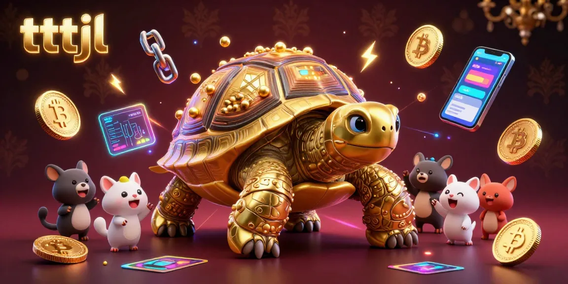 Play with tttjl's colossal turtle-pinball machine in a vibrant casino scene with crypto elements.