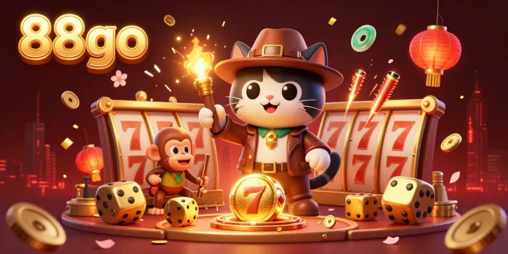 Join the adventure with 88go as a cat archaeologist uncovers hidden casino treasures amidst dynamic game elements.