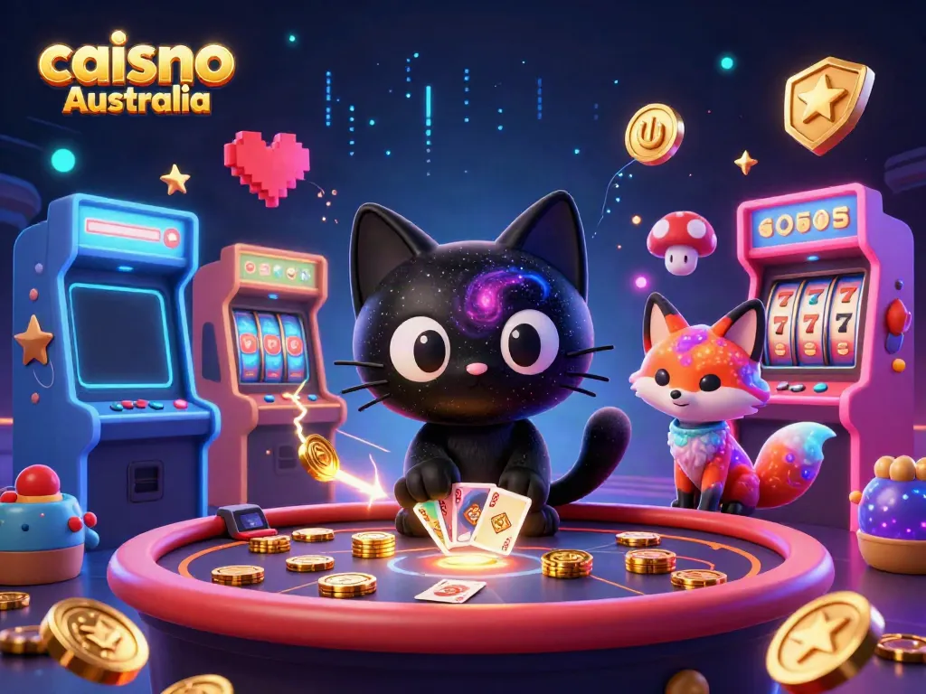 Experience exciting gaming with caisno Australia, featuring a cosmic casino scene filled with lively characters.