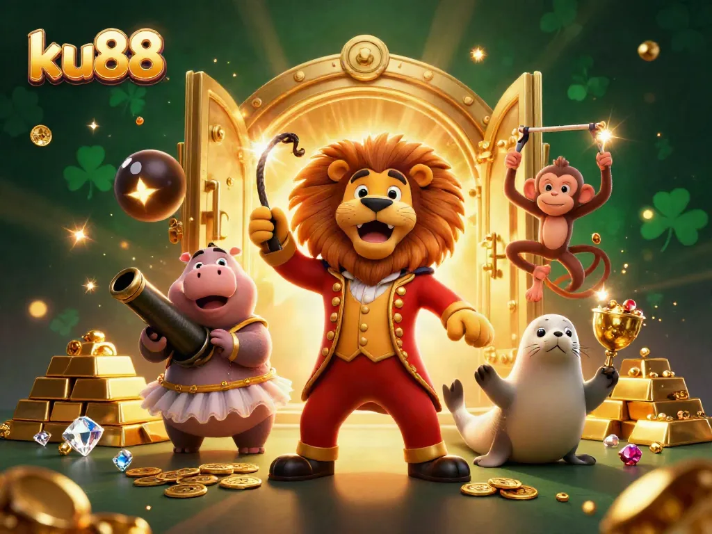 Experience the excitement of ku88 with animated characters and dynamic casino elements in 3D.