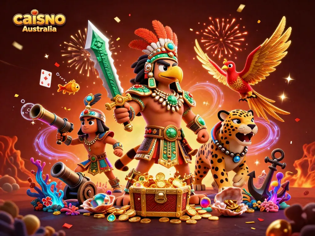 Engage in thrilling gameplay at caisno Australia with vivid 3D characters and glimmering treasures.
