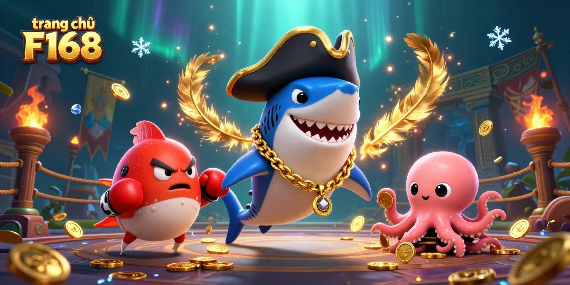 Engage with the dynamic underwater world of trang chủ F168 featuring cartoon characters and casino elements.