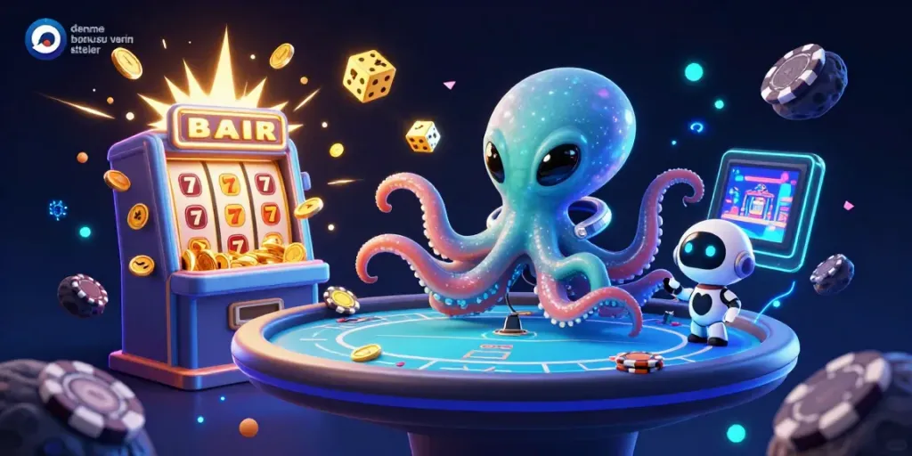 Engage with deneme bonusu veren siteler visualizing a fun-filled casino scene with exciting aliens and vibrant game elements.