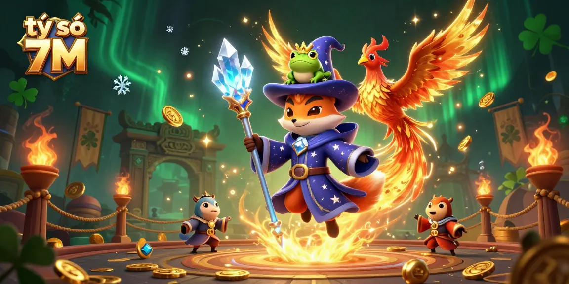 Betters monitor tỷ số 7M live scores with engaging characters amidst a fiery gaming atmosphere.